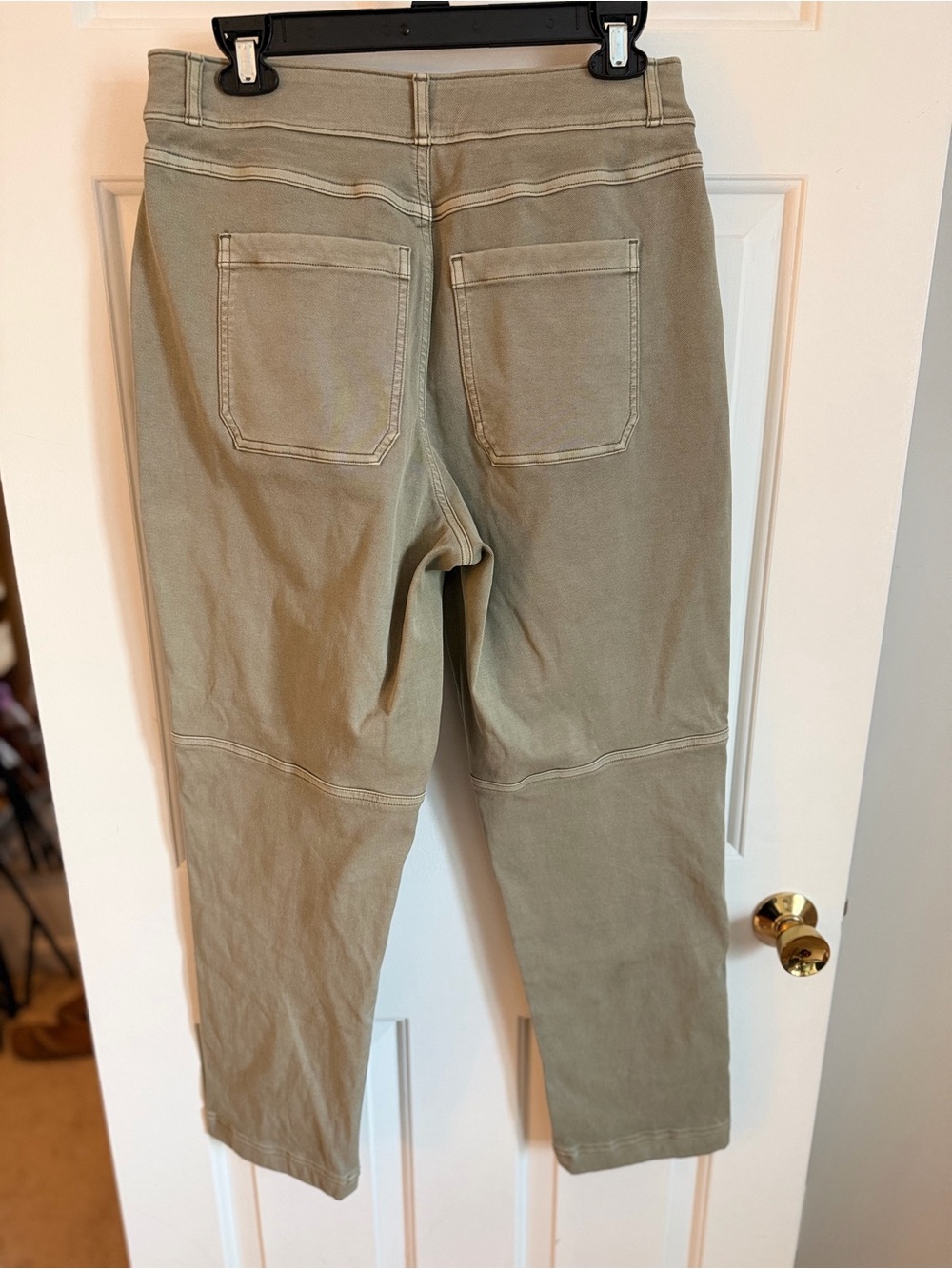 SPANX Stretch Twill Straight Leg Pants L Olive Oil Utility High Rise - Picture 4 of 5